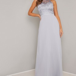 Вечерна Дълга Елегантна Синя Рокля Бродерии Шифон Вечерна Дълга Елегантна Синя Рокля Бродерии Шифон