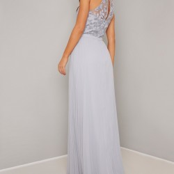 Вечерна Дълга Елегантна Синя Рокля Бродерии Шифон Вечерна Дълга Елегантна Синя Рокля Бродерии Шифон