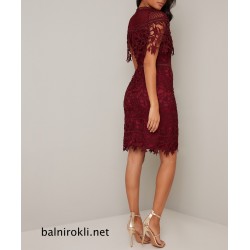 Елегантна Луксозна Дантелена Рокля Бордо