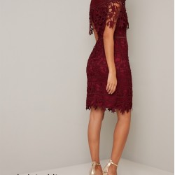 Елегантна Луксозна Дантелена Рокля Бордо