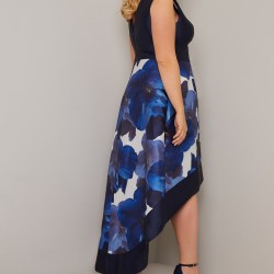 Асиметрична Вечерна Рокля Тъмносин Цвят Макси Дами Асиметрична Вечерна Рокля Тъмносин Цвят Макси Дами