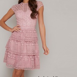 Елегантна  Къса Розова Парти Рокля 