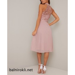 Елегантна Къса Секси Коктейлна Рокля Пастелен Розов Цвят Елегантна Къса Секси Коктейлна Рокля Пастелен Розов Цвят
