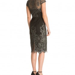 Бална Къса Рокля Дантела Черно и Металик