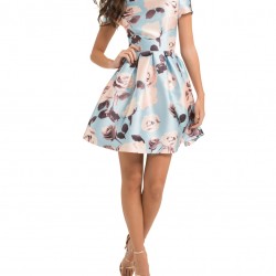 Елегантна Къса Многоцветна Рокля Флорал Гол Гръб Елегантна Къса Многоцветна Рокля Флорал Гол Гръб