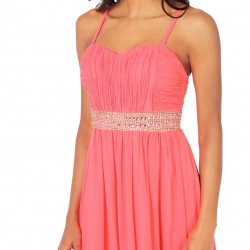 Дълга Елегантна Рокля Цвят Корал