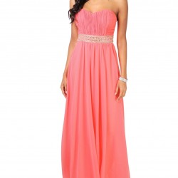 Дълга Елегантна Рокля Цвят Корал