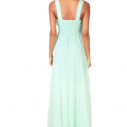 Абитуриентска Бална Рокля Шифон Камъни Мента