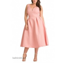 Елегантна Розова Рокля Сатен Макси Размери