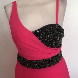 Абитуриентска Дълга  Бална Елегантна Рокля Розово и Черно