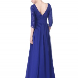 Абитуриентска Дълга Синя Рокля Шифон и Дантела 7 Абитуриентска Дълга Синя Рокля Шифон и Дантела 7