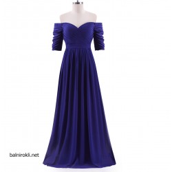 Вечерна Дълга Синя Рокля Деколте