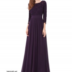 Бална Рокля Тъмнолилав Шифон и Дантела