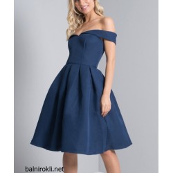  Бaлна Коктейлна Къса Тъмносиня Рокля