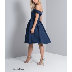  Бaлна Коктейлна Къса Тъмносиня Рокля