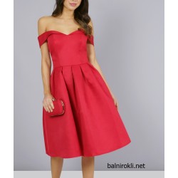 Абитуриентска Бална Къса Червена Рокля Сатен