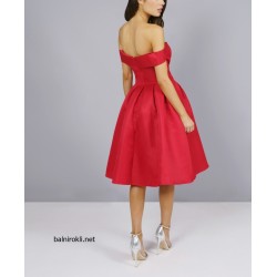 Абитуриентска Бална Къса Червена Рокля Сатен