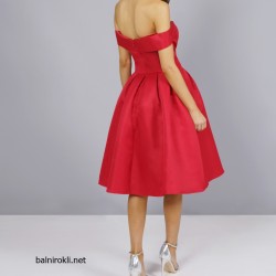 Абитуриентска Бална Къса Червена Рокля Сатен