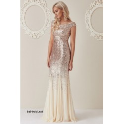 Бална Дълга Рокля Цвят Шампанско Пайети