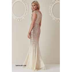 Бална Дълга Рокля Цвят Шампанско Пайети