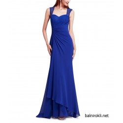 Абитуриентска Дълга Бална Елегантна Рокля Син Цвят 