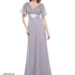 Дълга Вечерна Рокля Цвят Сив Класик