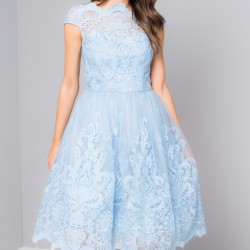 Бална Къса Синя Рокля Барокови Декорации