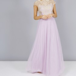  Бална Дълга Елегантна Рокля Нежно Лилав Цвят 