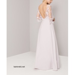 Елегантна Лилава Рокля Бродерии Ръкави Елегантна Лилава Рокля Бродерии Ръкави