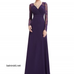 Бална Елегантна Лилава Рокля 