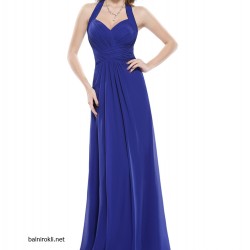 Дълга Синя Бална Елегантна Вечерна Рокля