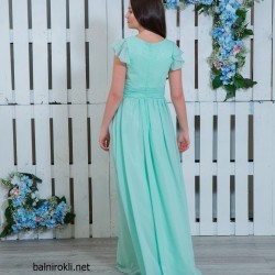 Бална Дълга Рокля Цвят Мента Класик