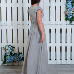 Бална Дълга Сива Рокля Шифон Класик