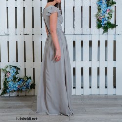 Бална Дълга Сива Рокля Шифон Класик