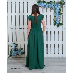 Вечерна Дълга Тъмнозелена Официална Рокля Шифон Вечерна Дълга Тъмнозелена Официална Рокля Шифон