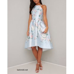 Асиметрична Елегантна Официална Рокля Флорален Мотив 8