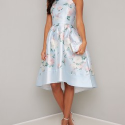 Асиметрична Елегантна Официална Рокля Флорален Мотив 8