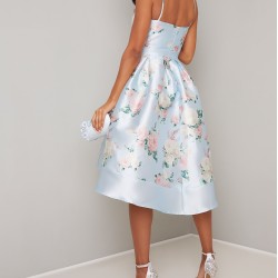 Асиметрична Елегантна Официална Рокля Флорален Мотив 8