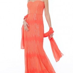 Абитуриентска Бална Оранжева Дълга Рокля 