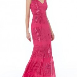 Абитуриентска Дълга Розова Рокля Пайети Русалка 