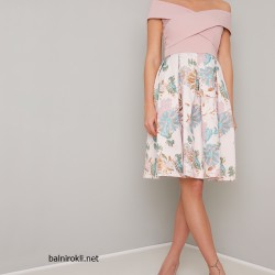 Елегантна Официална Къса Рокля Розово Бюстие