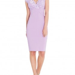 Елегантна Къса Рокля Дантела Цвят Люляк