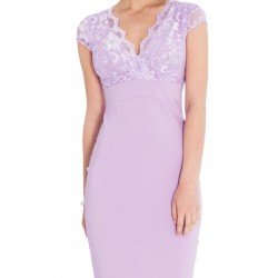 Елегантна Къса Рокля Дантела Цвят Люляк