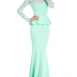 ВЕЧЕРНА ЕЛЕГАНТНА КОКТЕЙЛНА РОКЛЯ МЕНТА РЪКАВИ