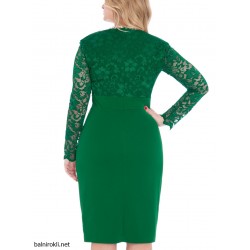 Елегантна Зелена Официална Рокля Макси Дами Дантела