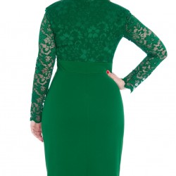 Елегантна Зелена Официална Рокля Макси Дами Дантела