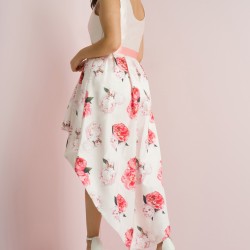 Елегантна Рокля Розов Цвят  за Коктейл с Рози в Макси Размери