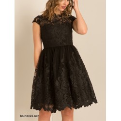 Елегантна Къса Рокля Макси Дами Черен Цвят Елегантна Къса Рокля Макси Дами Черен Цвят