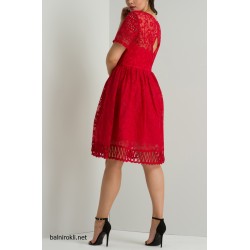 Дантелена Къса Червена Рокля Макси Дами Дантелена Къса Червена Рокля Макси Дами