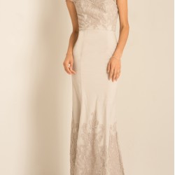 Бална Дълга Сива Рокля Бродерии